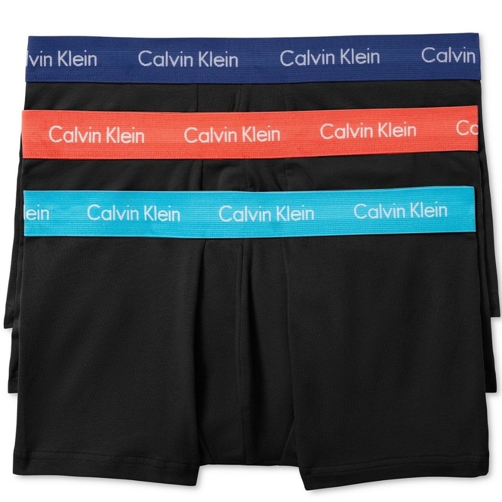 NWT MEN Calvin Klein 3-Pack Cotton Stretch Low Rise Trunks Black Size XL  CO